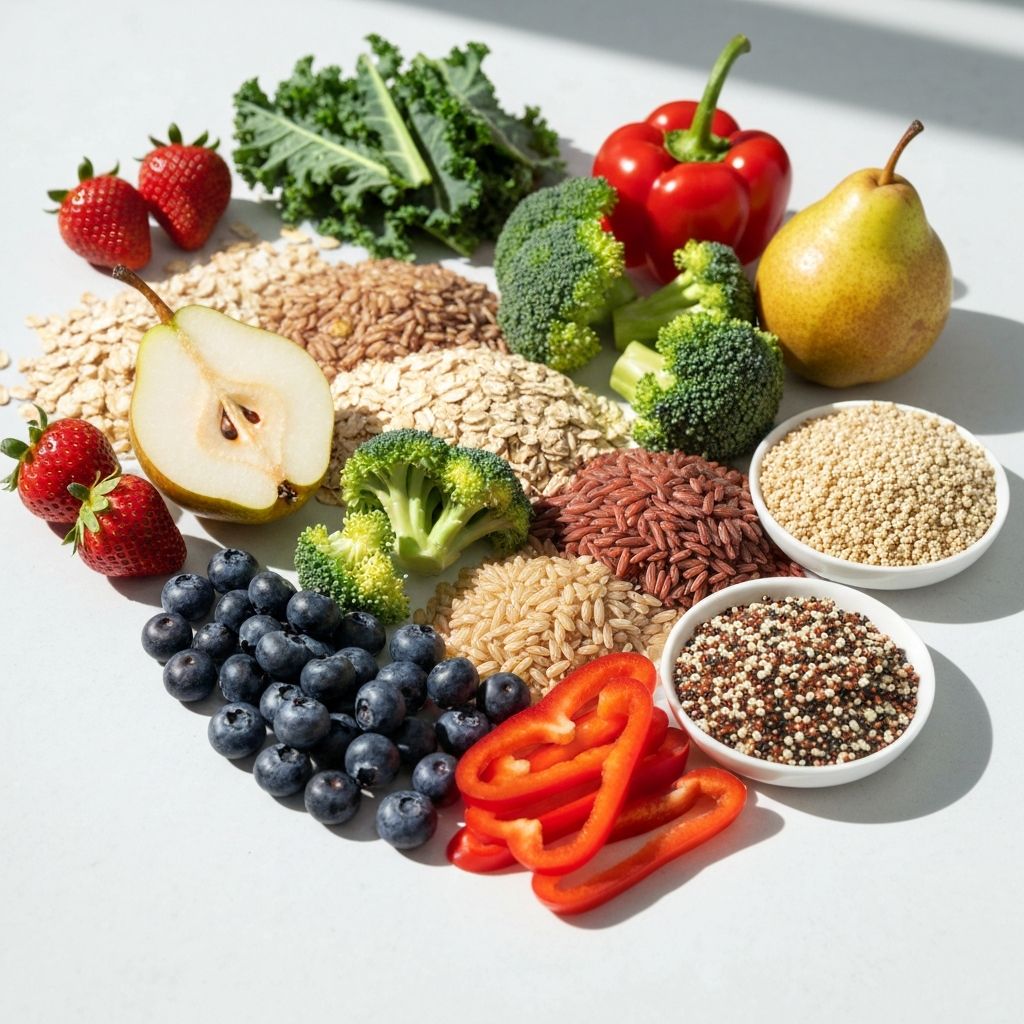 Variety of digestive-friendly foods